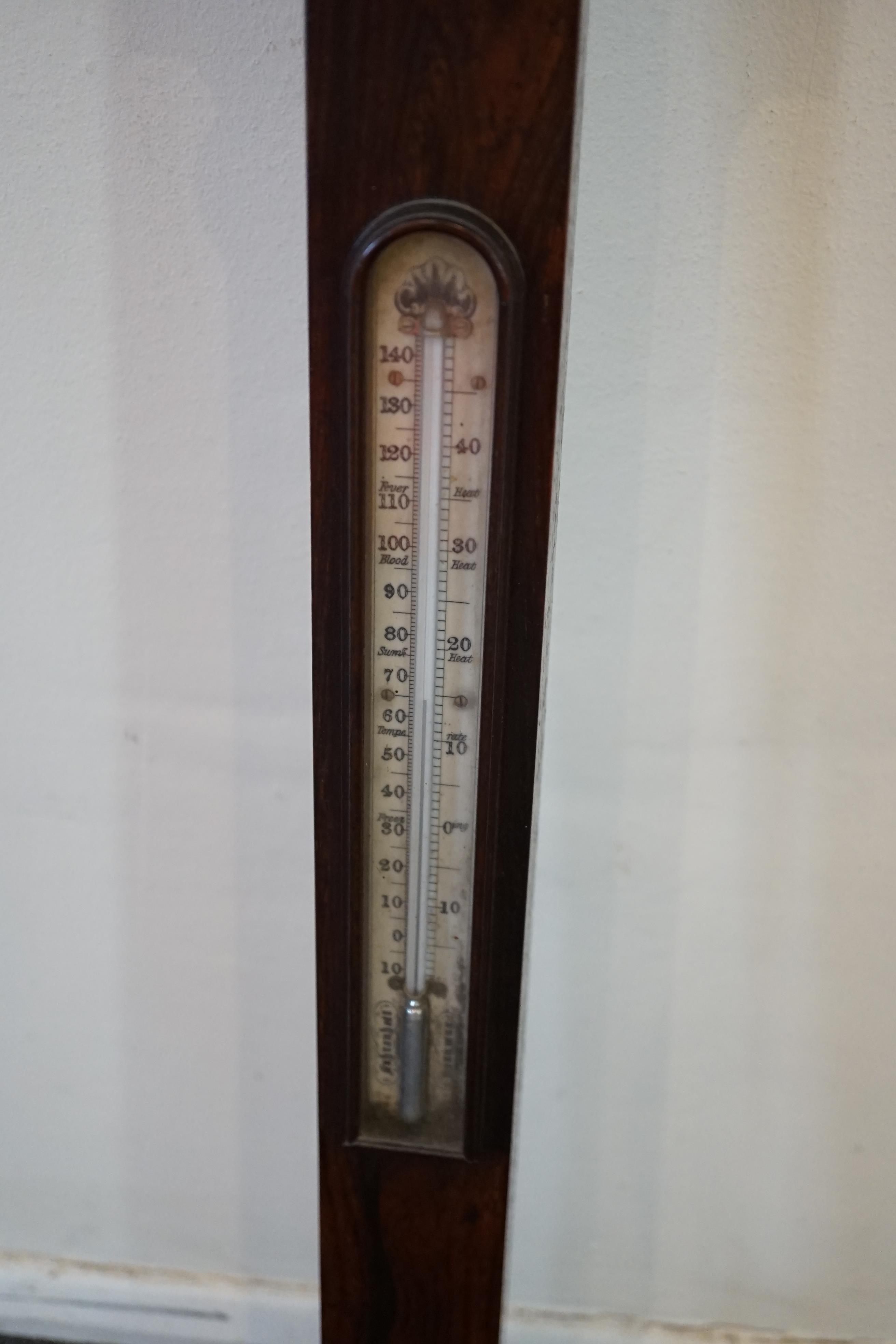 An early Victorian rosewood stick barometer